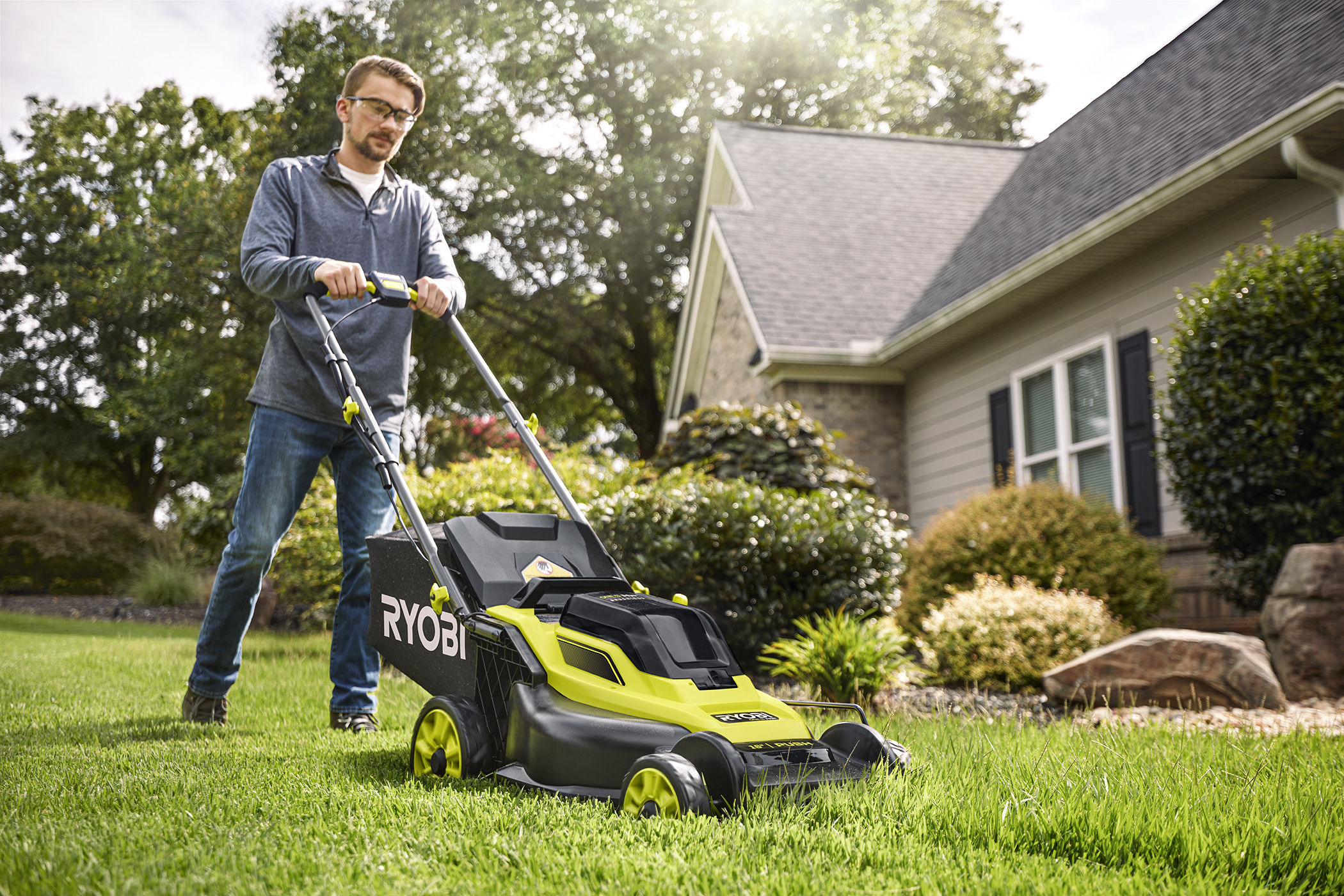 Ryobi One+ Small Electric Lawn Mower Home Depot 18V ONE+ 13